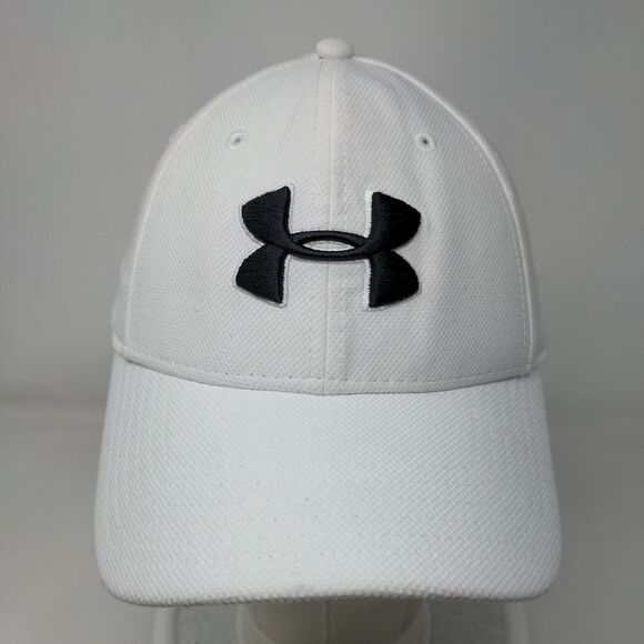 Under Armour Fitted Hat White L/XL Classic Fit Blitzing Embroidered 6 Panel - Picture 2 of 10